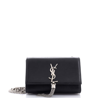 Saint Laurent Classic Monogram Tassel Crossbody Bag Grainy Leather Small