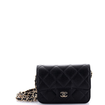 Chanel Classic Flap Chain Belt Bag Quilted Caviar Mini