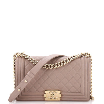 Chanel Boy Flap Bag Quilted Caviar Old Medium