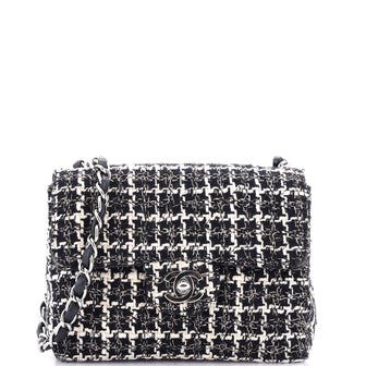 Chanel Square Classic Single Flap Bag Quilted Tweed Mini