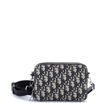 Christian Dior Double Zip Crossbody Pouch Oblique Canvas