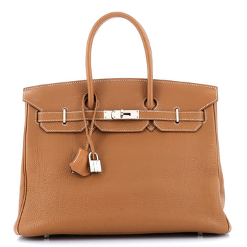 Hermes Birkin Handbag Brown Togo with Palladium Hardware 35