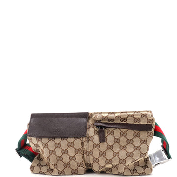 Gucci Vintage Double Belt Bag GG Canvas Small