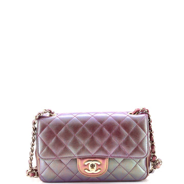 Chanel Classic Single Flap Bag Quilted Iridescent Lambskin Mini