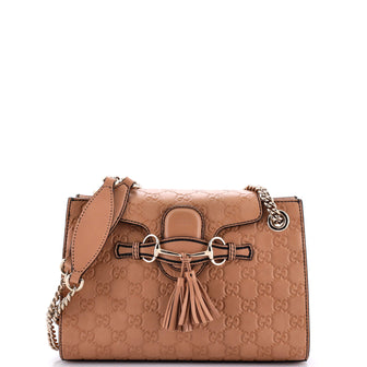 Gucci Emily Chain Flap Shoulder Bag Guccissima Leather Small
