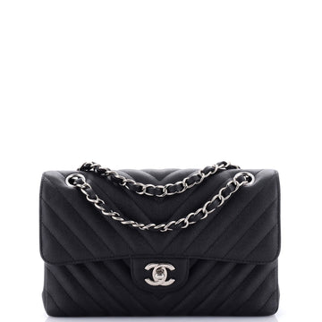 Chanel Classic Double Flap Bag Chevron Caviar Small