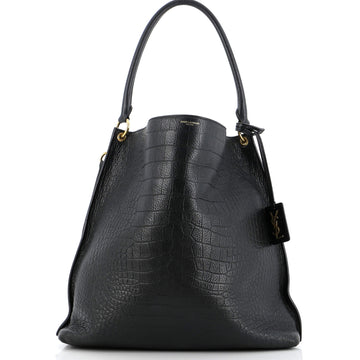 Saint Laurent Tag Hobo Crocodile Embossed Leather Medium