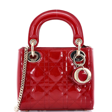 Christian Dior Lady Dior Bag Cannage Quilt Patent Mini