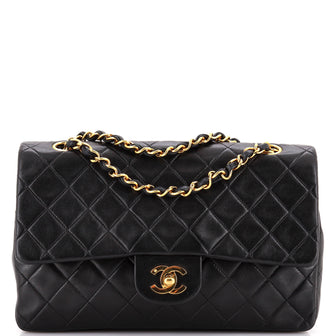 Chanel Vintage Classic Double Flap Bag Quilted Lambskin Medium