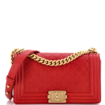 Chanel Boy Flap Bag Quilted Caviar Old Medium