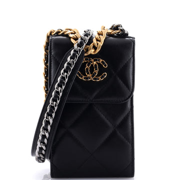 Chanel 19 Vertical Phone Holder with Chain Quilted Lambskin