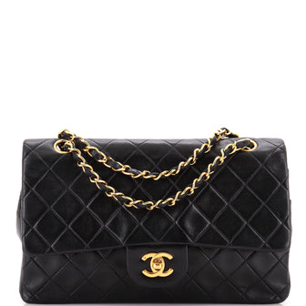 Chanel Vintage Classic Double Flap Bag Quilted Lambskin Medium