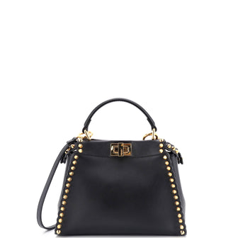 Fendi Peekaboo Bag Rigid Leather with Spiked Detail Mini