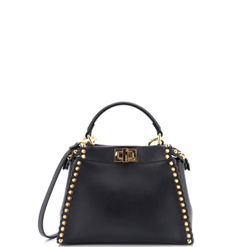 Fendi Peekaboo Bag Rigid Leather with Spiked Detail Mini