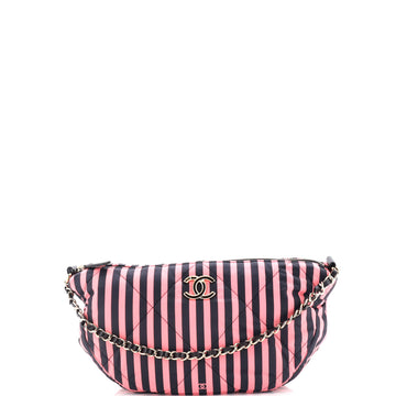 Chanel CC Convertible Chain Zip Hobo Quilted Striped Nylon