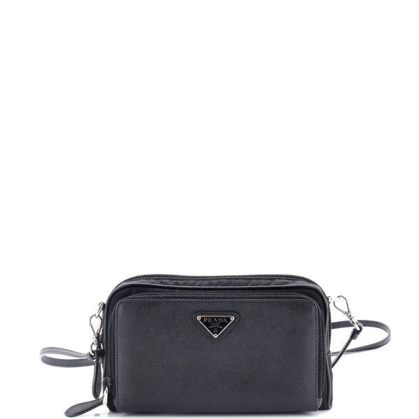 PRADA バック Prada Double Zip Camera Bag Tessuto and Saffiano Leather Mini