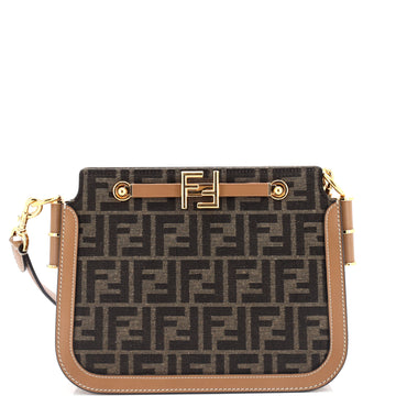 Fendi Touch Shoulder Bag Zucca Canvas with Leather Medium