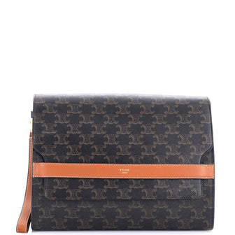 Celine Flap Wristlet Pouch Triomphe Coated Canvas