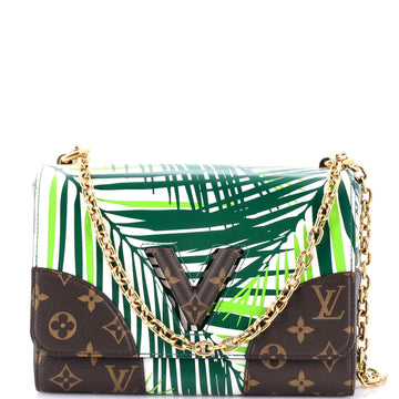 Louis Vuitton Twist Handbag Limited Edition Palm Print Leather with Monogram Canvas MM