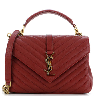 Saint Laurent Classic Monogram College Bag Matelasse Chevron Leather Medium