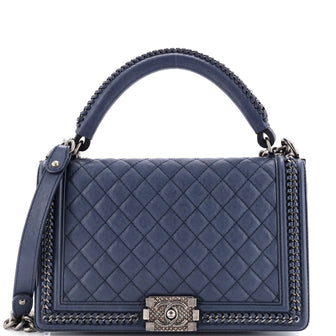 Chanel Chain Handle Boy Flap Bag Quilted Calfskin New Medium