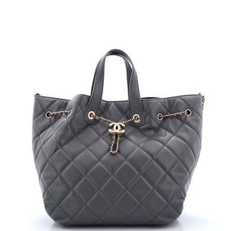 Chanel CC Dweller Drawstring Bucket Tote Quilted Lambskin Medium