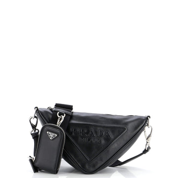 Prada Triangle Logo Zip Crossbody Bag Leather Small