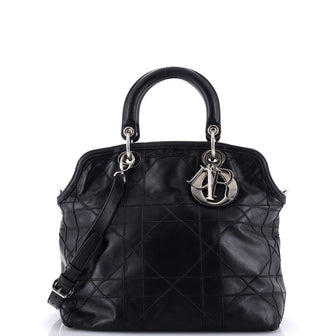 Christian Dior Granville Satchel Cannage Quilt Leather Small