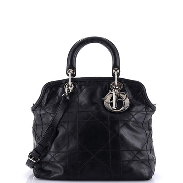 Christian Dior Granville Satchel Cannage Quilt Leather Small