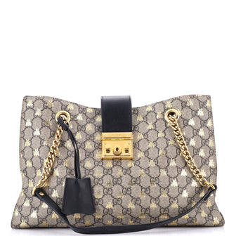 Gucci Padlock Chain Tote Printed GG Coated Canvas Medium