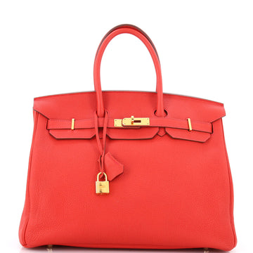 Hermes Birkin Handbag Red Togo with Gold Hardware 35