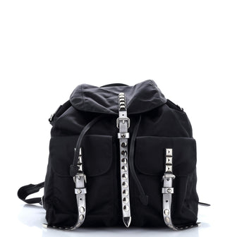 Prada New Vela Backpack Tessuto with Studded Leather