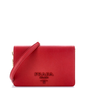 Prada Monochrome Chain Flap Bag Saffiano Leather Small