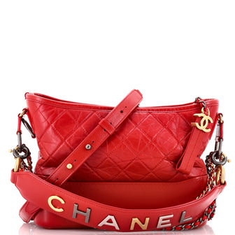 Chanel Gabrielle Hobo with Logo Handle Quilted Aged Calfskin Medium