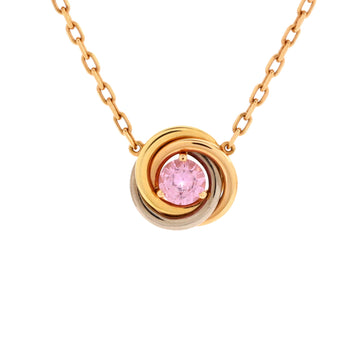 Cartier Trinity Diamond Pendant Necklace 18K Tricolor Gold and Pink Sapphire