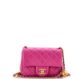 Chanel Pearl Crush Square Flap Bag Quilted Lambskin Mini