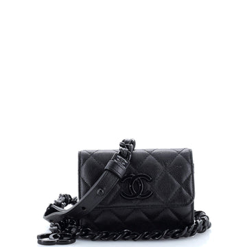 Chanel My Everything Flap Card Holder Belt Bag Quilted Caviar