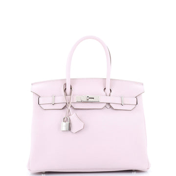 Hermes Birkin Handbag Purple Clemence with Palladium Hardware 30