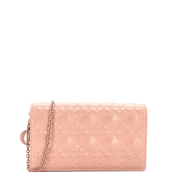 Christian Dior Lady Dior Wallet on Chain Pouch Diamond Motif Cannage Calfskin Long