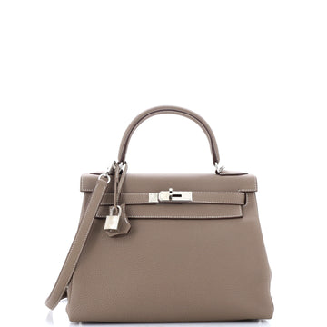 Hermes Kelly Handbag Grey Togo with Palladium Hardware 28