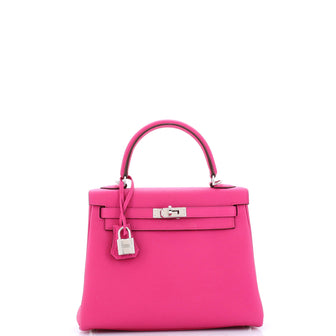 Hermes Kelly Handbag Pink Togo with Palladium Hardware 25