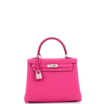 Hermes Kelly Handbag Pink Togo with Palladium Hardware 25