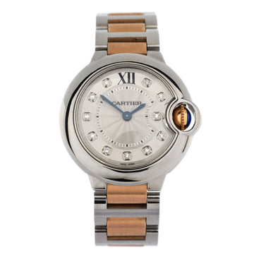 Cartier Ballon Bleu de Cartier Quartz Watch Stainless Steel and Rose Gold with Diamond Markers 28
