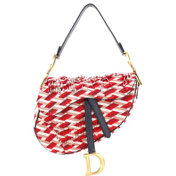 Christian Dior Saddle Bag Embroidered and Beaded Leather Medium