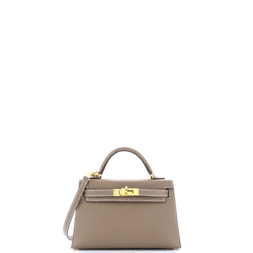 Hermes Kelly Mini II Bag Grey Epsom with Gold Hardware 20