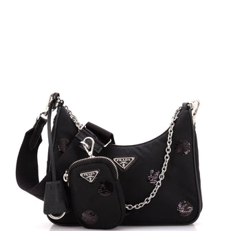 Prada Re-Edition 2005 Shoulder Bag Sequin Embellished Tessuto Small