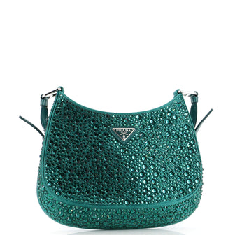 Prada Cleo Shoulder Bag Crystal Embellished Satin Small