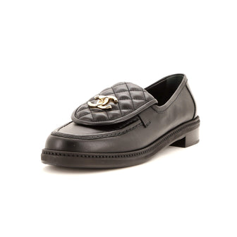 Chanel Women's CC Loafers Quilted Leather