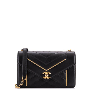 Chanel Reversed Flap Bag Chevron Lambskin Small