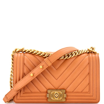 Chanel Boy Flap Bag Chevron Lambskin Old Medium